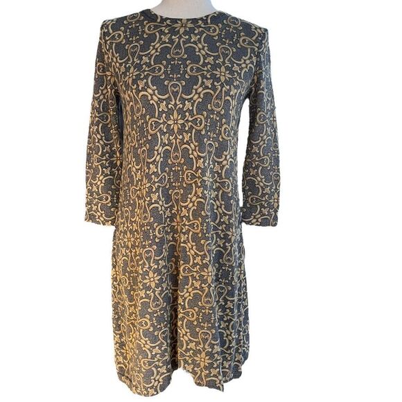 J. McLaughlin Metallic Scroll Long Sleeve Dress XS - Picture 4 of 8